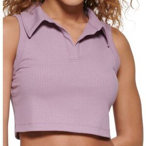 Calvin Klein Perfomance Cropped Polo Tank Top Pink Size Large